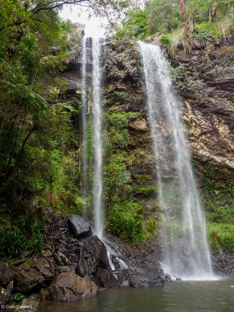 Around 30 metres high with a lot of water