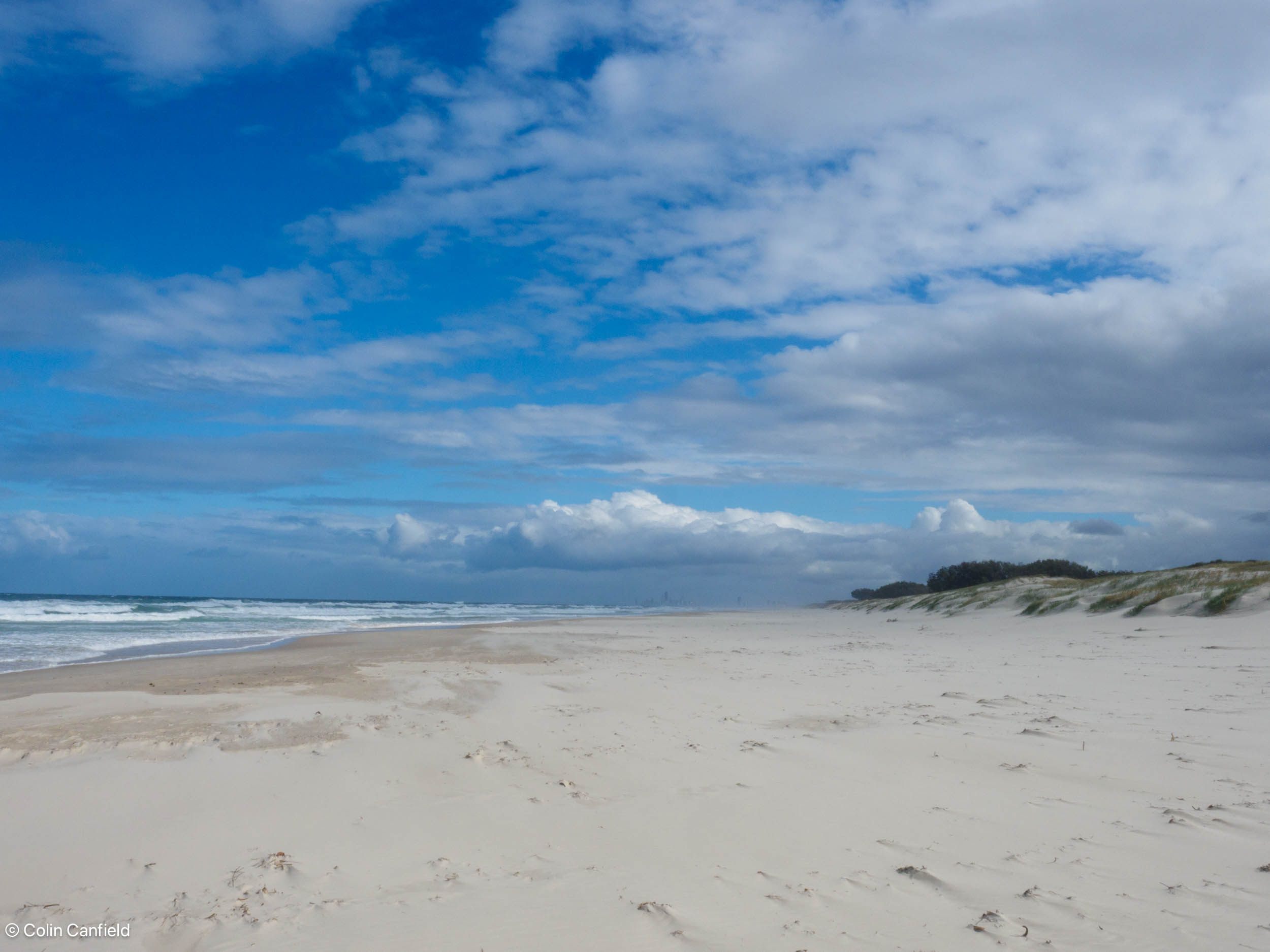 The East side of South Straddie is a stunning beach - very,very windy today